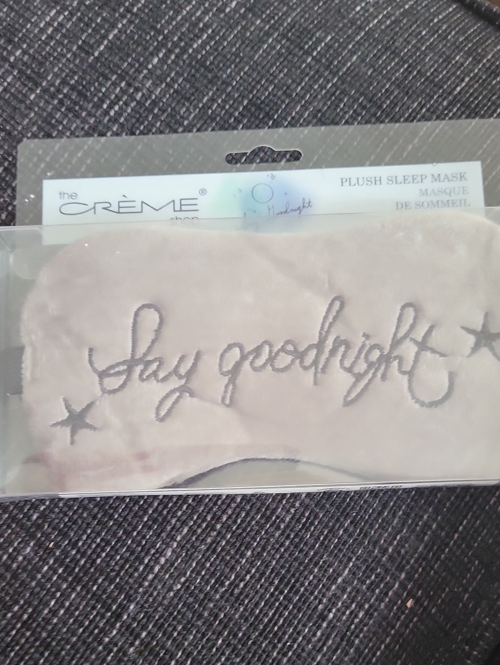 The Crème Shop Plush Sleep Mask - 'Say Goodnight' in Gray